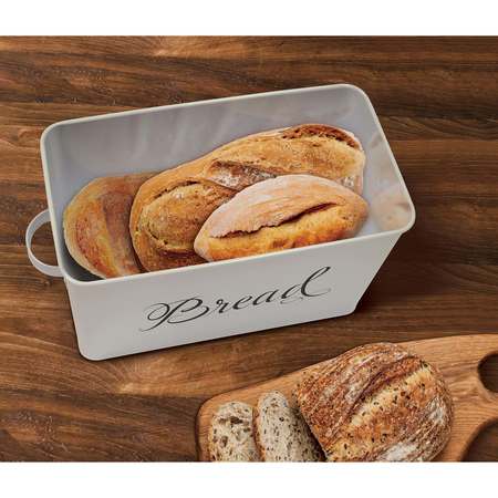 Better Kitchen Products Classic Metal Bread Box with Side Handles and Lid, Large Capacity 2 Bread Loaves, White 97503
